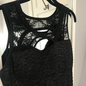 Black Bodycon Dress with Lace Detail